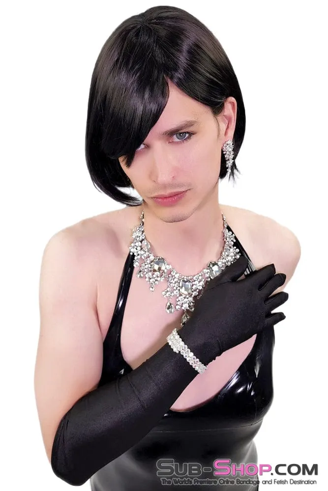 0545AE-SIS      Pretty Sissy Long Black Opera Gloves