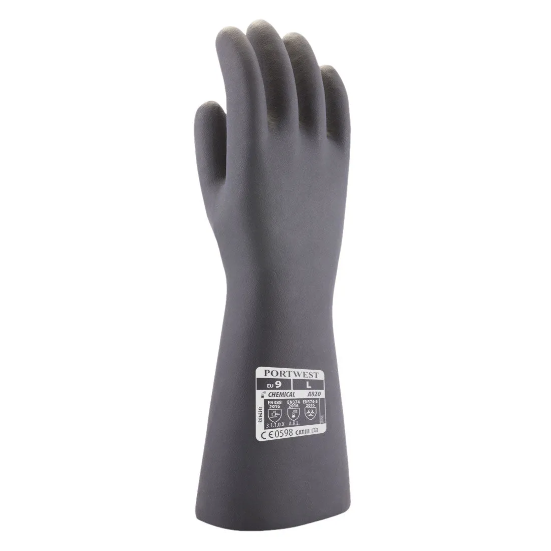 (12 pairs) Portwest Neoprene Chemical Gauntlet Black