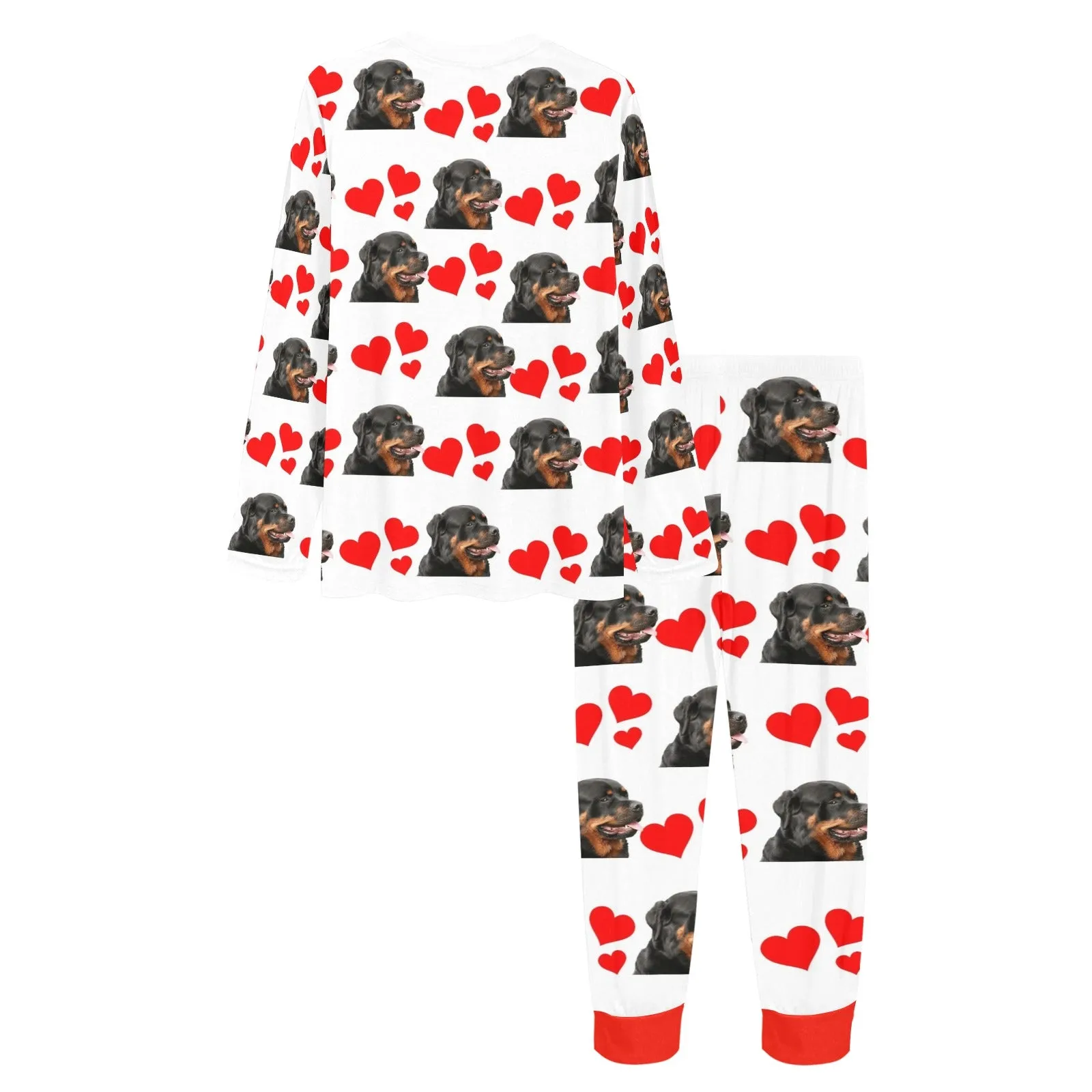 2 Piece Rottweiler Hearts Long Tee Pajama Set