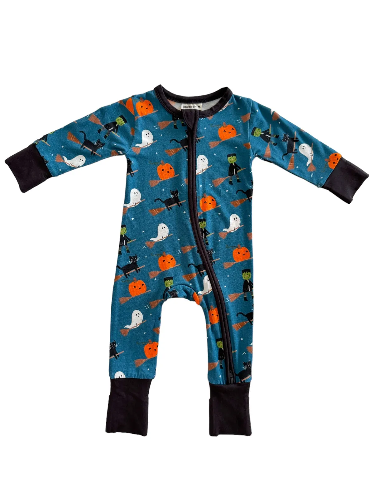 2-Way Convertible Zip Romper, Broomstick Friends Midnight