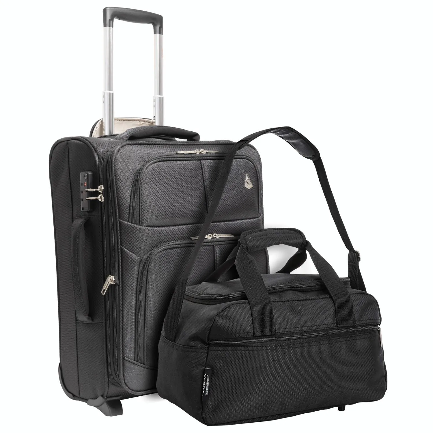 Aerolite Ryanair Bundle Expandable (55x40x20cm) to (55x40x23cm) Ryanair (Priority) Maximum Lightweight Cabin Suitcase and (40x20x25cm) Ryanair Maximum Underseat Holdall