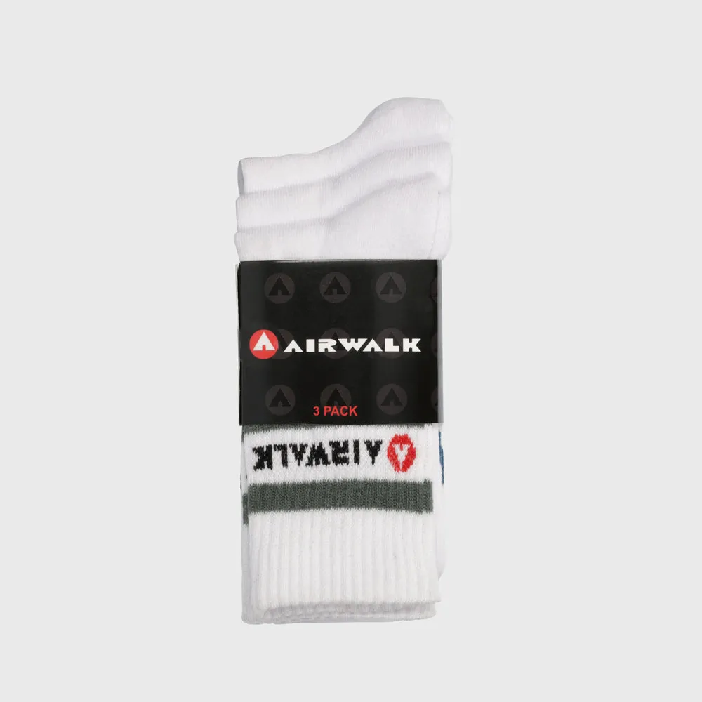 Airwalk Unisex 3 Pack Stripe Socks White/Multi _ 182307 _ White