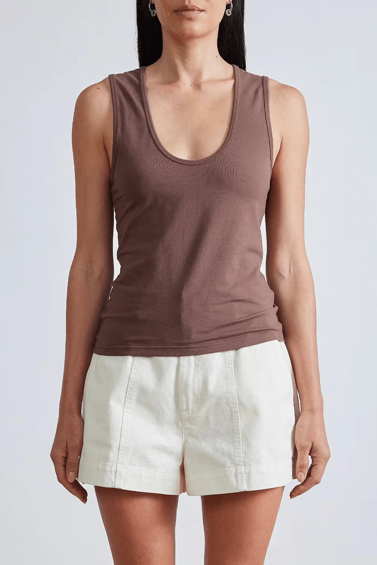 Apiece Apart Uri Low-Cut Tank - Chocolate