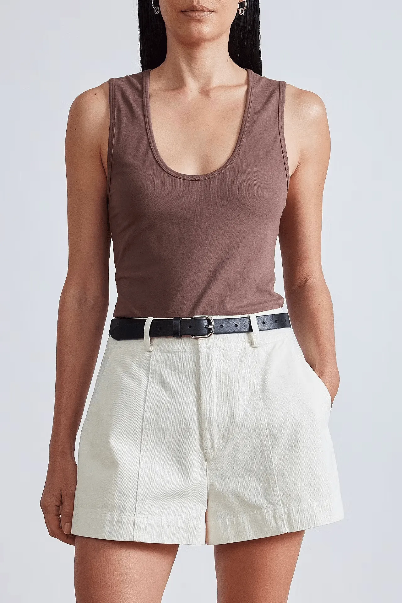 Apiece Apart Uri Low-Cut Tank - Chocolate