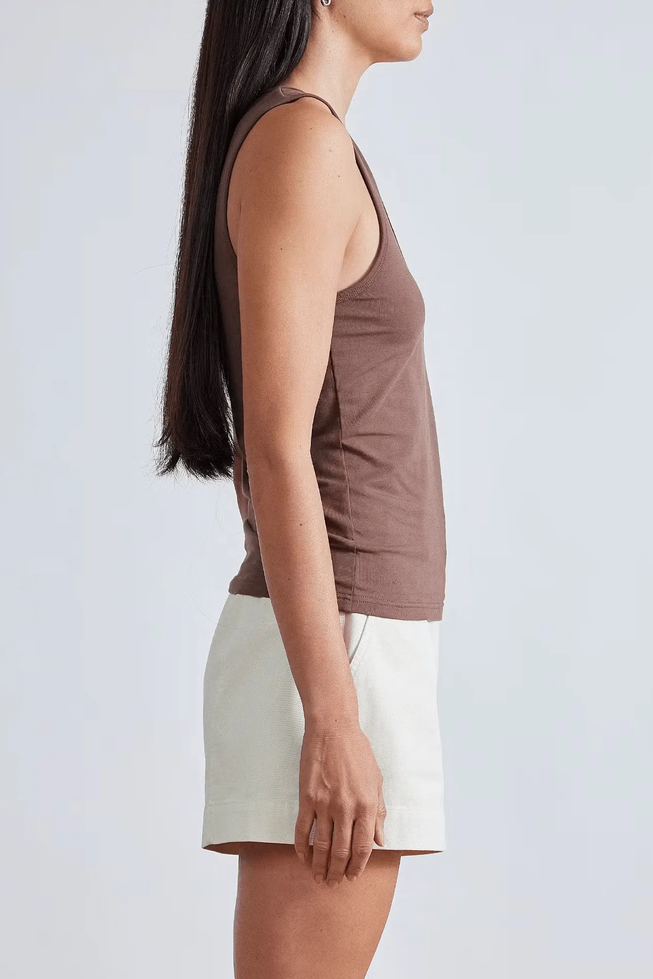 Apiece Apart Uri Low-Cut Tank - Chocolate