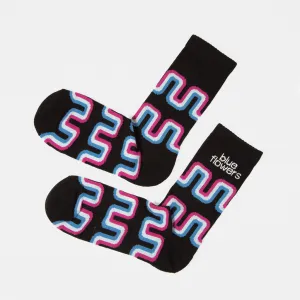 Blue Flowers - Woodland Socks - Black