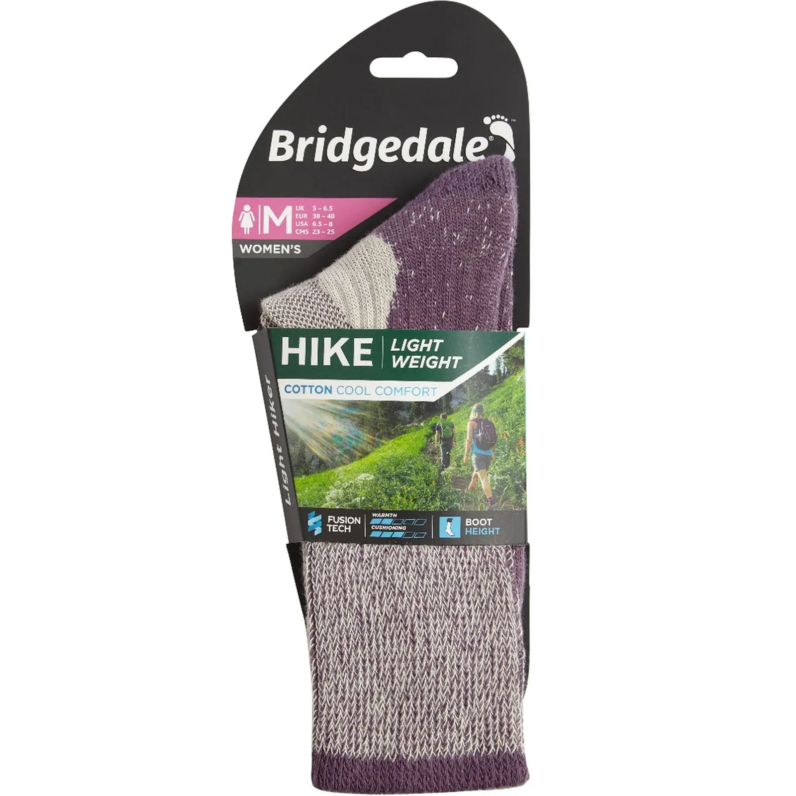 Bridgedale Womens Lightweight Coolmax Comfort Walking Socks - Plum