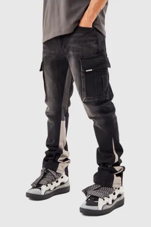 GENERAL DENIM CARGO FLARE JEAN - BLACK