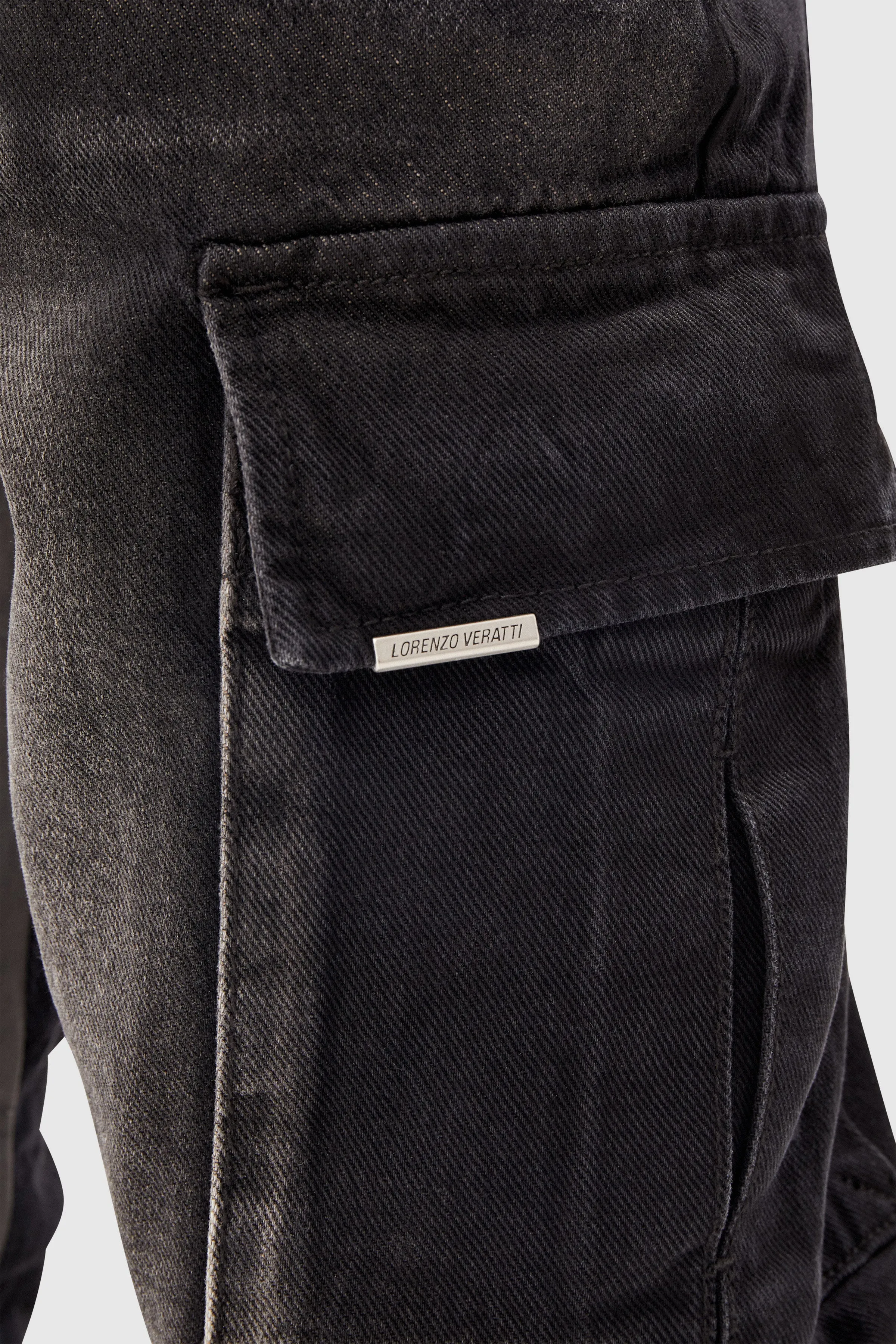 GENERAL DENIM CARGO FLARE JEAN - BLACK