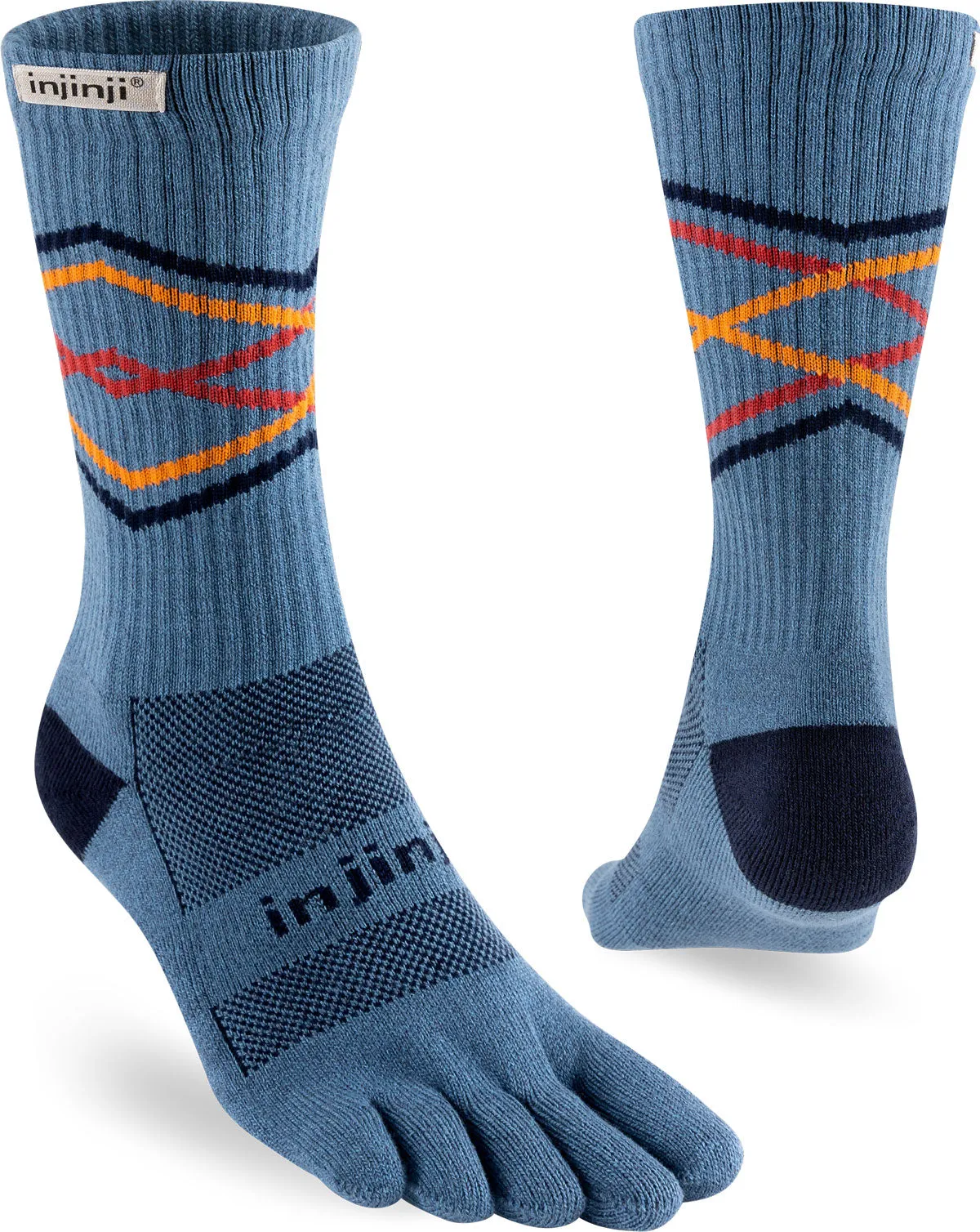 Injinji Men's Mid-Weight Trail Run Crew Length Toe Socks (INJ-TR-CR)