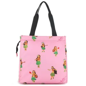 Insulated Lunch Tote Small Hula Girl Pink