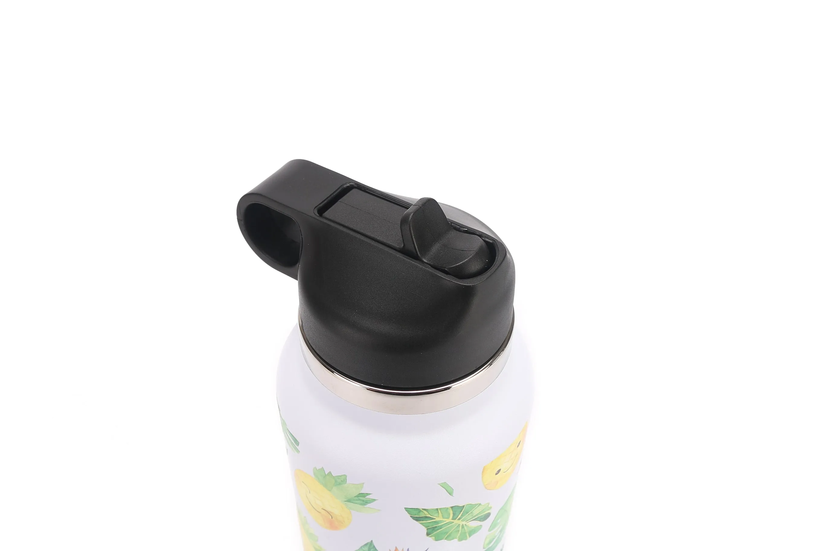 Insulated Water Bottle 32oz Pineapple Monstera White