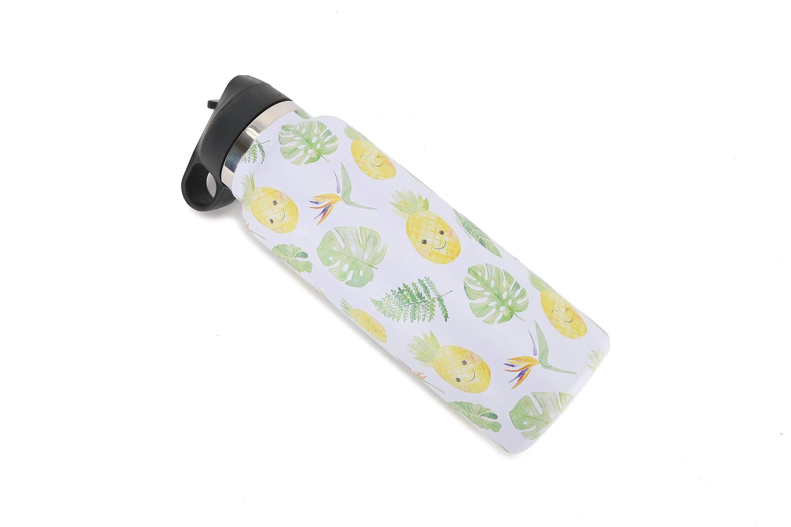 Insulated Water Bottle 40oz Pineapple Monstera White