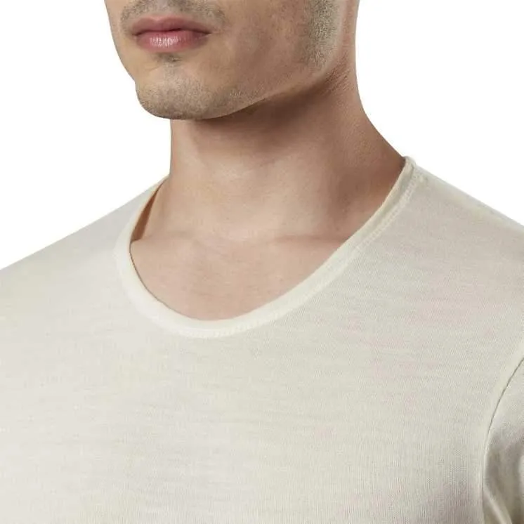 Monte Carlo Pure New Merino Wool Machine Washable Half Sleeves Round Neck Thermal for Men Off White