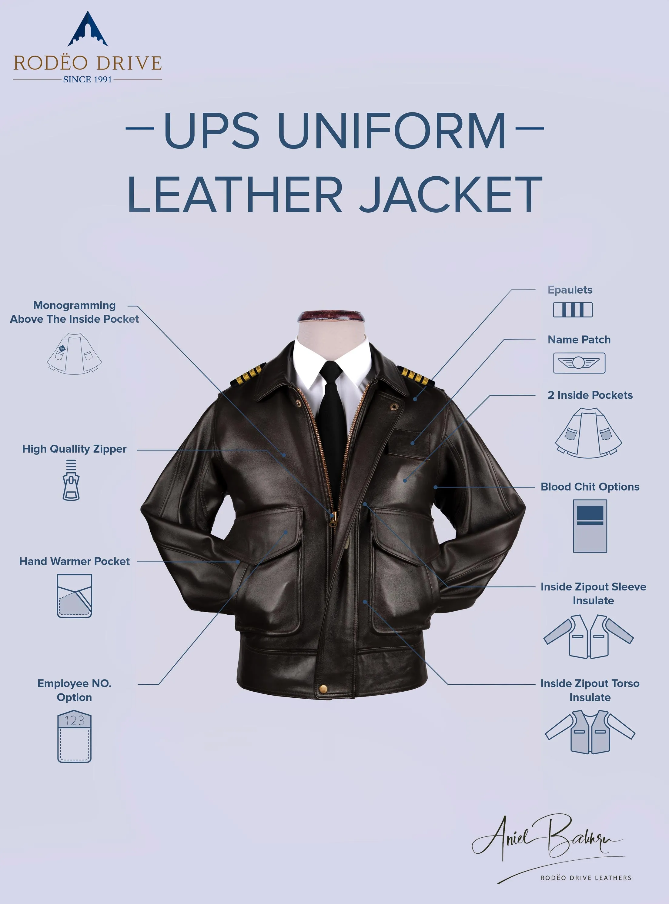 UPS BROWN UNIFORM LEATHER JACKETS MEN