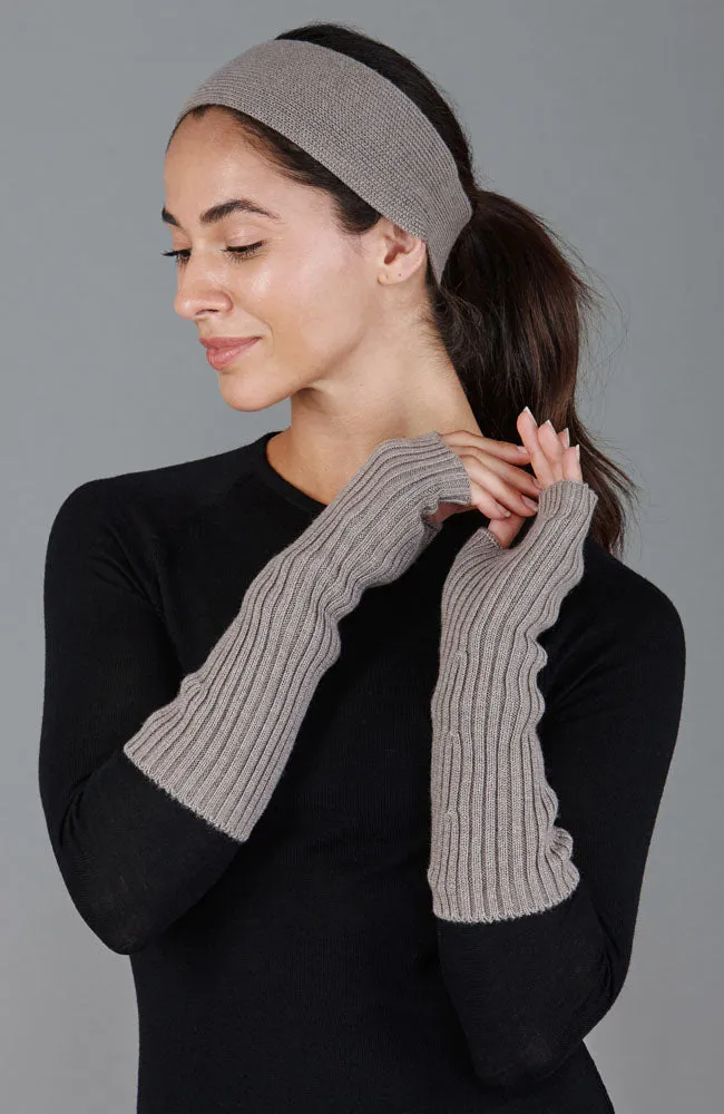 Womens Merino Activewear Ribbed Fingerless Gloves